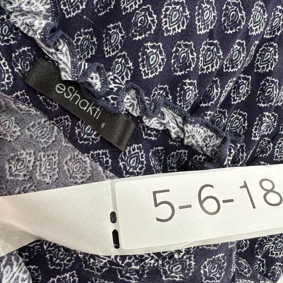 eShakti Dress Womens 6 Purple Blue Boho Paisley Maxi Rayon Cotton‎ India Printed - Picture 3 of 7